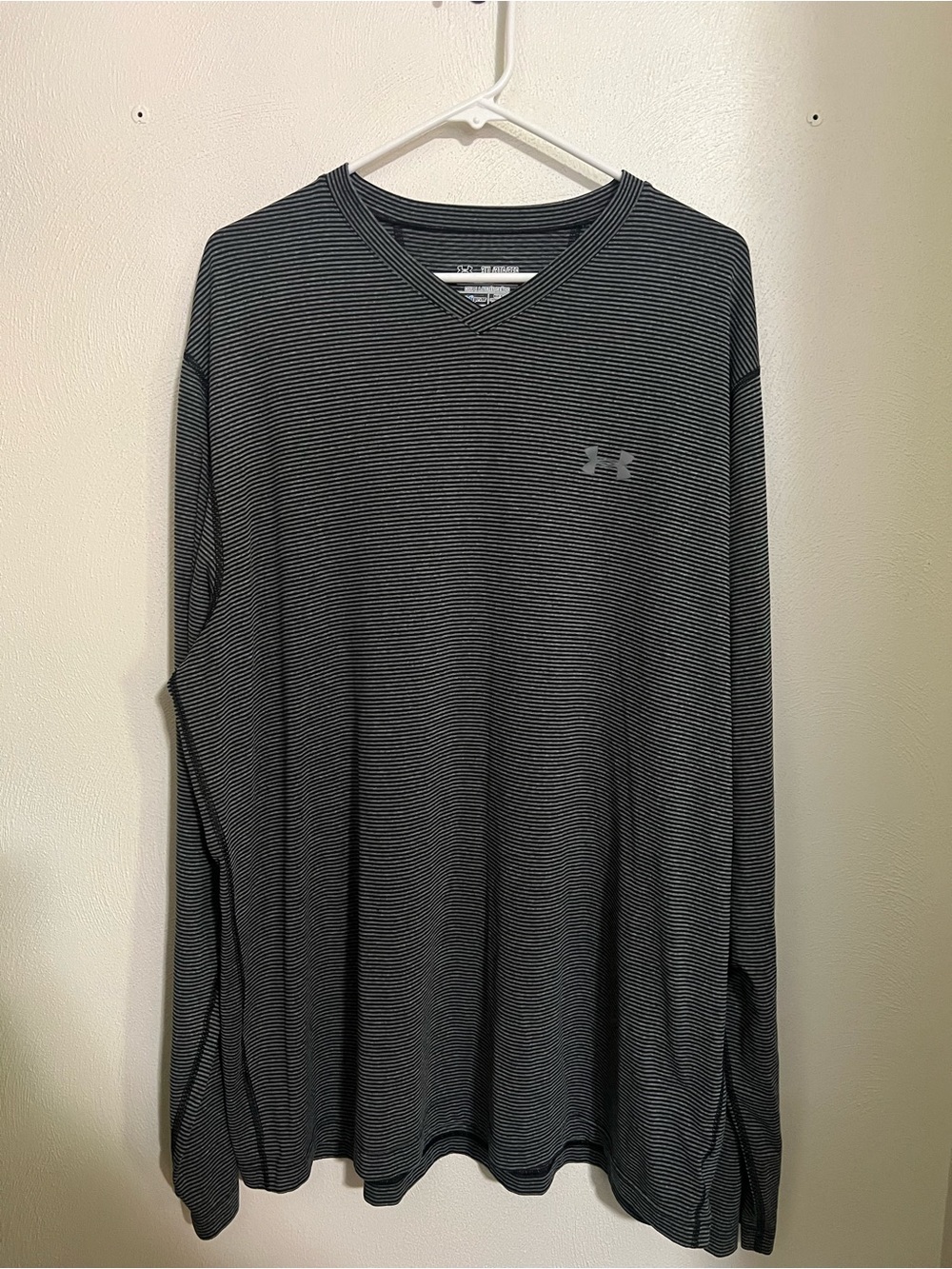 UNDER ARMOUR Classic Heat Gear Fitted Striped Athletic Shirt Black Grey Men's 3X
